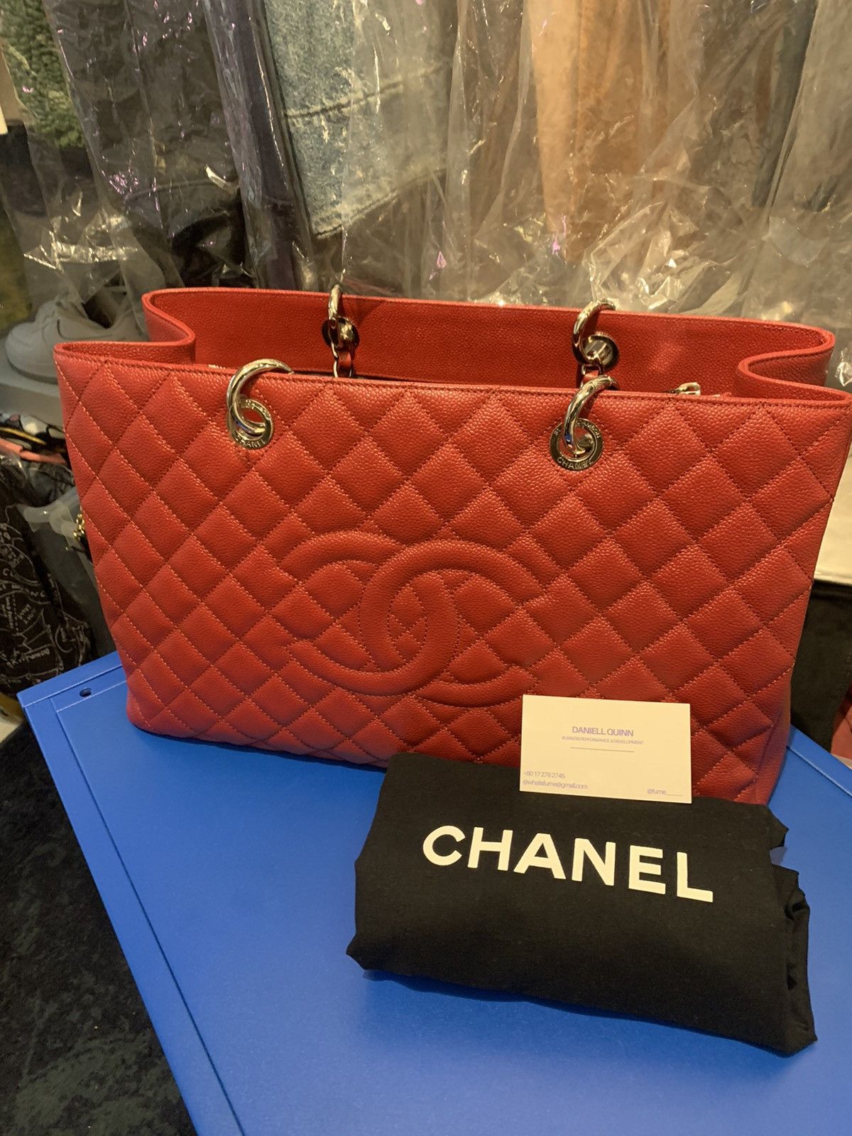 Chanel CHANEL GST RED CAVIAR LEATHER SILVER HARDWARE. | Grailed