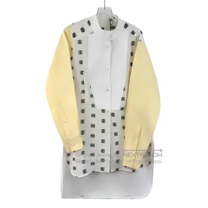Loewe Loewe Color-blocked logo embroidered cotton long-sleeve sh Size XS / US 0-2 / IT 36-38 - 1 Thumbnail