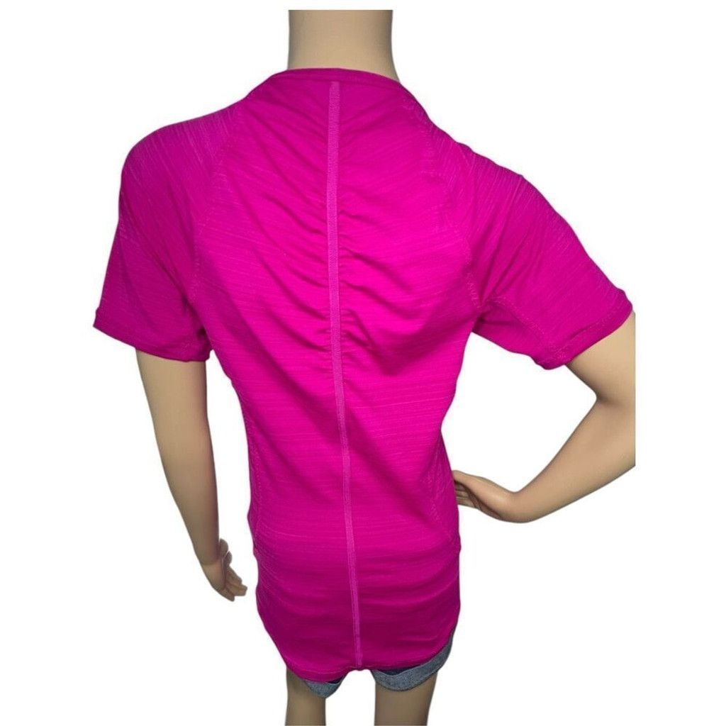 Athleta Athleta Short Sleeve Magenta Athletic T-Shirt W/Front Zipper Size L / US 10 / IT 46 - 4 Thumbnail