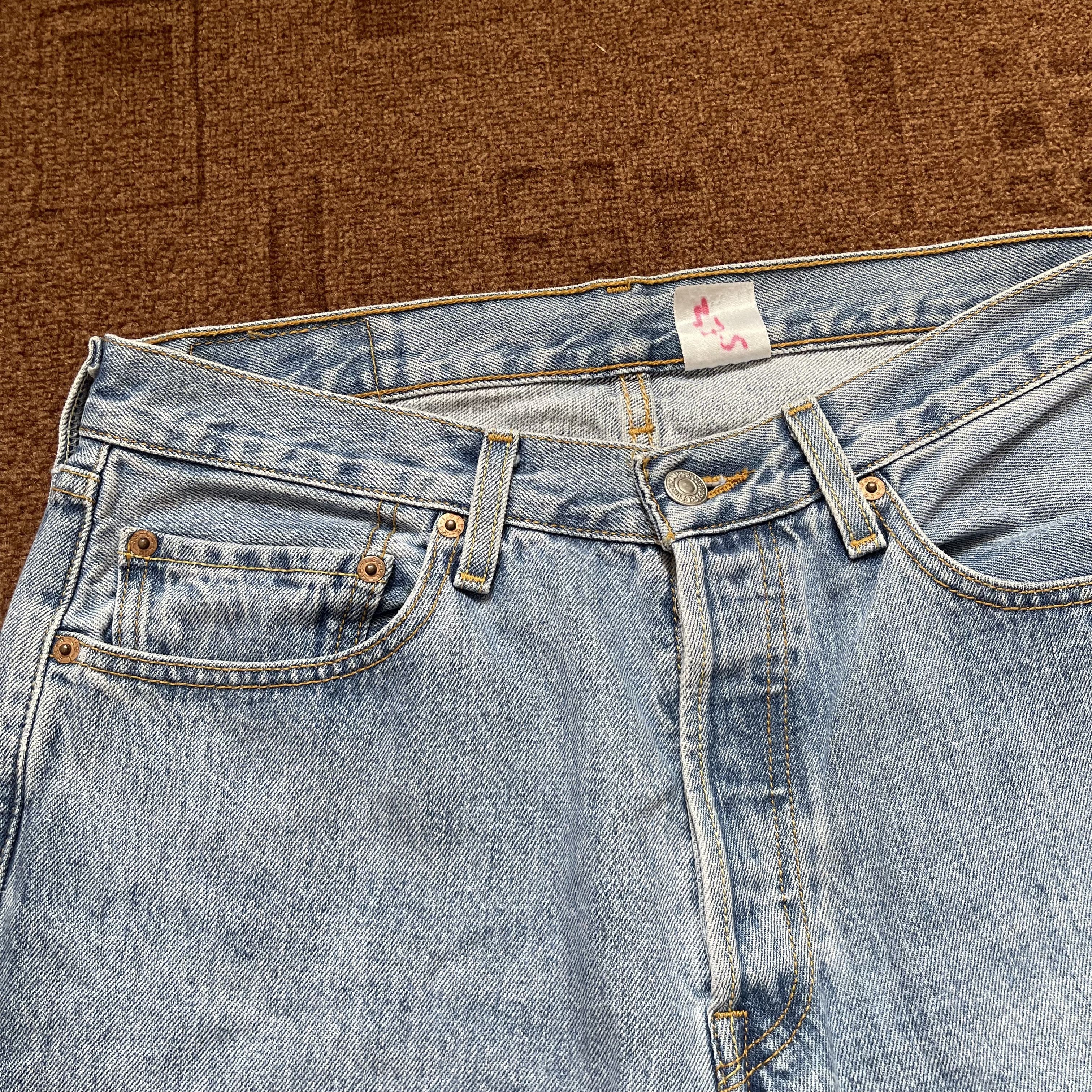 Jean × Vintage 90s Vintage Levi's 501 Blue white Jeans 32x30 Size US 32 / EU 48 - 3 Thumbnail