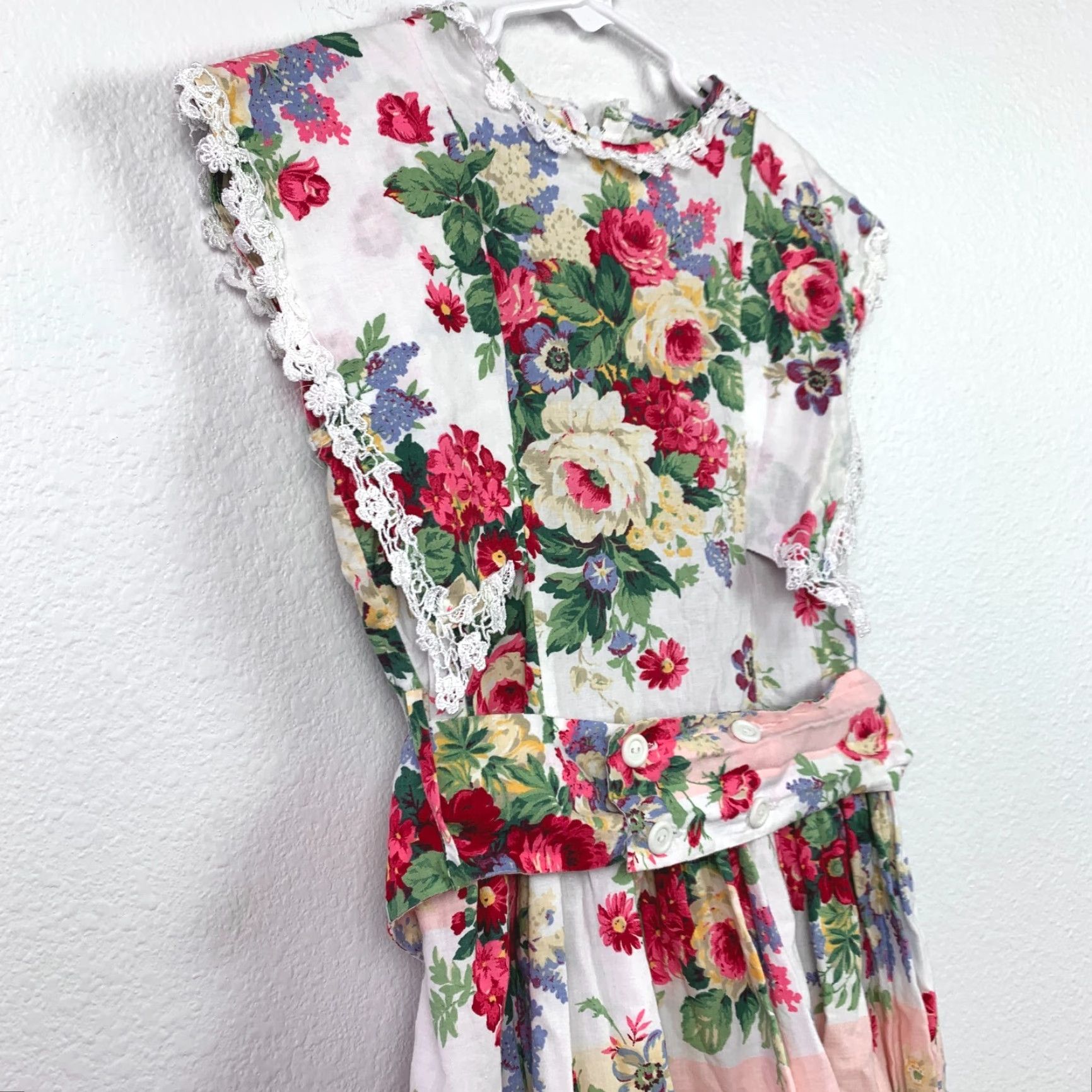 Vintage VINTAGE Jayne Copeland Cottagecore Dress Floral Girls 14 White 1970s 100% Cotton Womens Girls Size ONE SIZE - 5 Thumbnail
