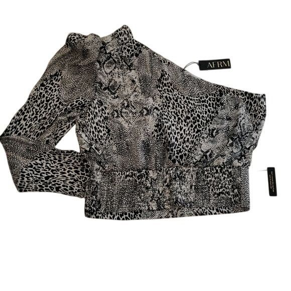 Other Retro AFRM Stryker 1 Shoulder Crop Top Animal Black Women's Size L / US 10 / IT 46 - 3 Thumbnail