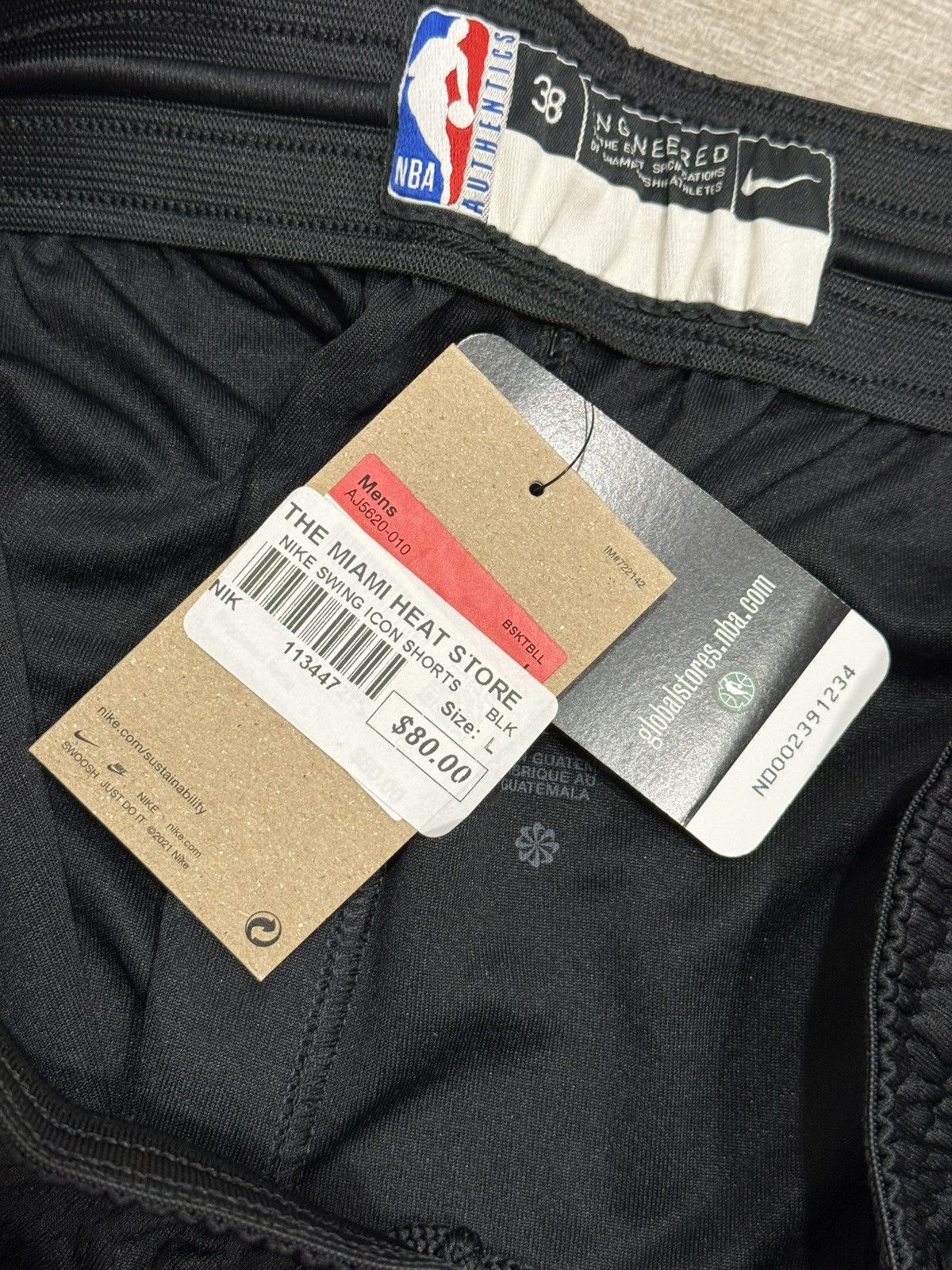 Nike Nike Miami Heat AJ5620-010 Swingman Black Shorts Sz L Large Size US 36 / EU 52 - 9 Thumbnail