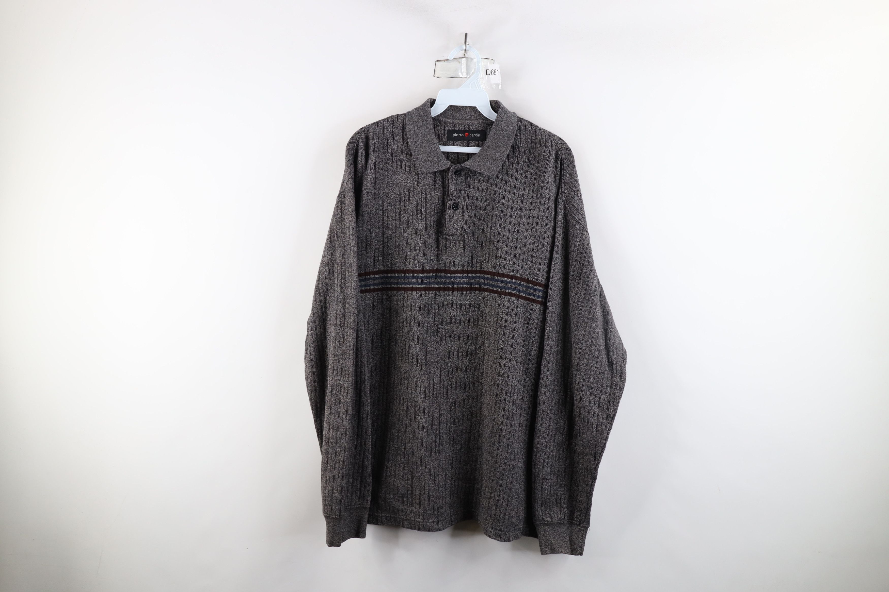 Vintage Vintage 90s Streetwear Ribbed Knit Long Sleeve Polo Shirt Size US XL / EU 56 / 4 - 1 Thumbnail