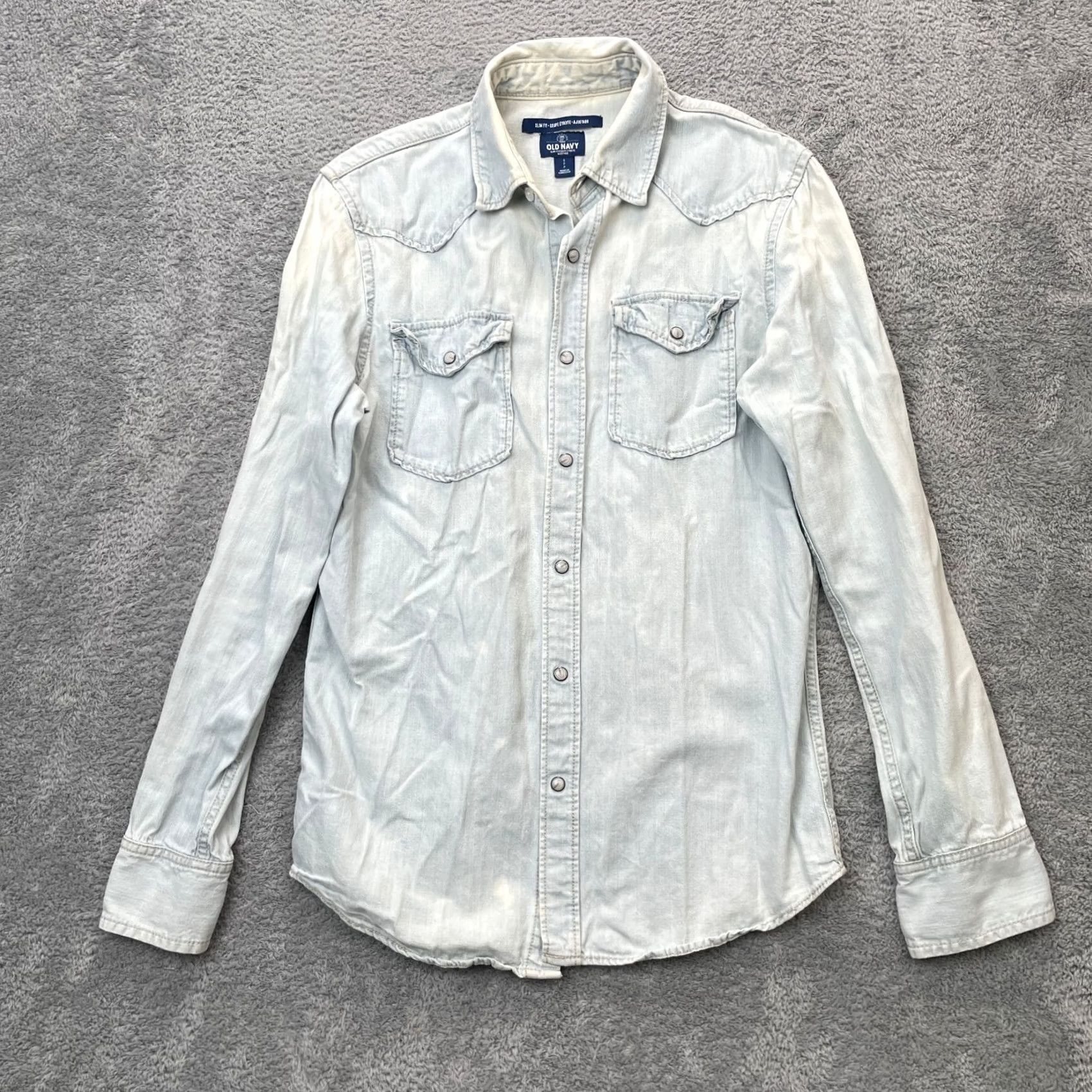 Old Navy VTG Old Navy Shirt Mens S Blue Denim Slim Fit Western Cowboy Button-Up Size US S / EU 44-46 / 1 - 2 Thumbnail