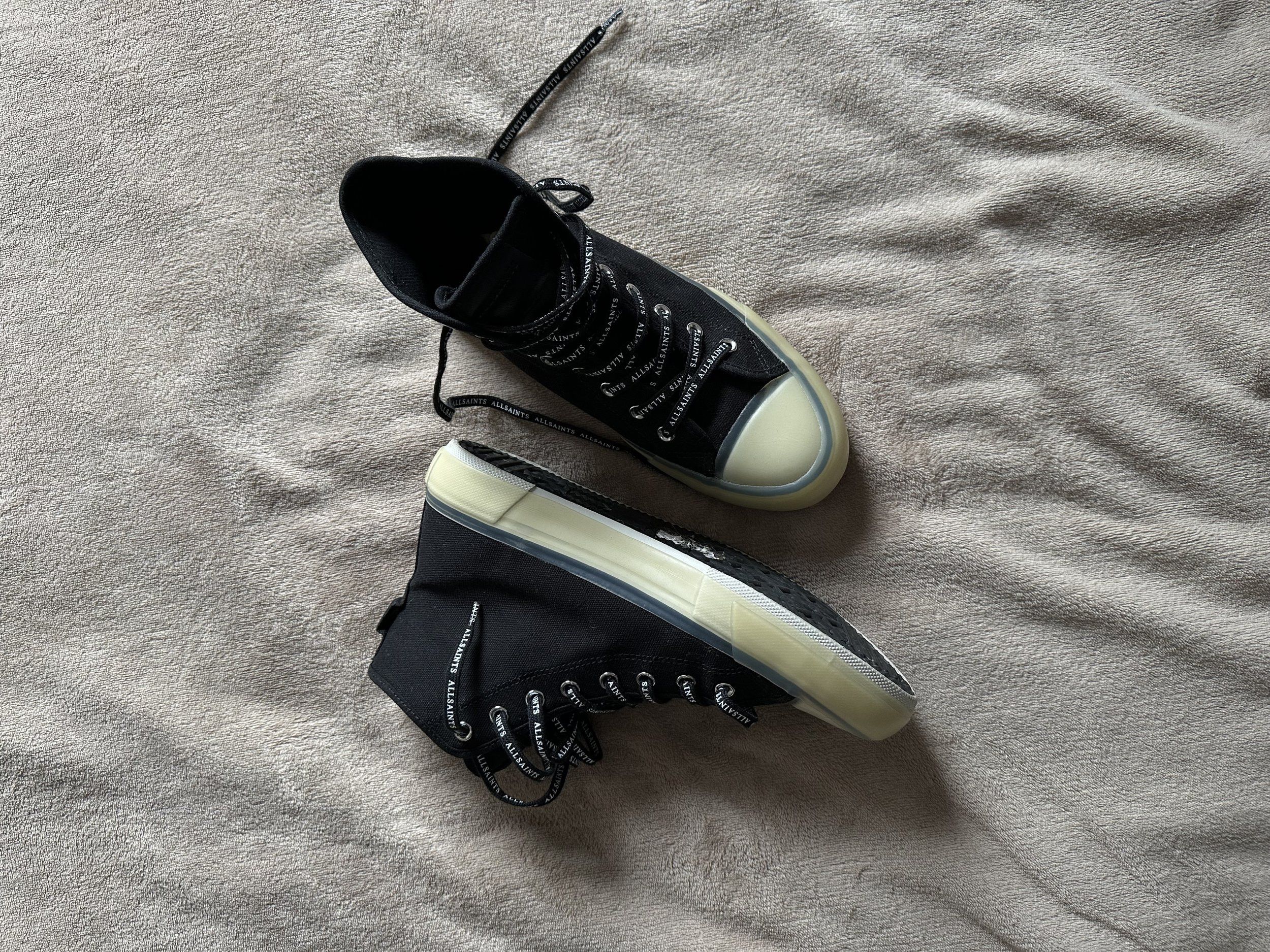 Allsaints ALLSAINTS Canvas High Top Sneakers Black Logo Laces EU 41 Size US 8.5 / EU 41-42 - 4 Thumbnail