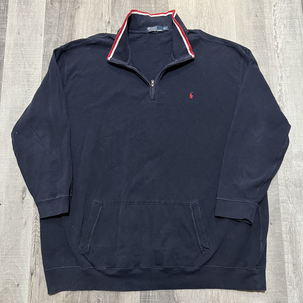 Polo Ralph Lauren × Vintage VTG Polo Ralph Lauren Sweater 4XLT 1/4 Zip Navy Pullover Size US XXL / EU 58 / 5 - 1 Thumbnail