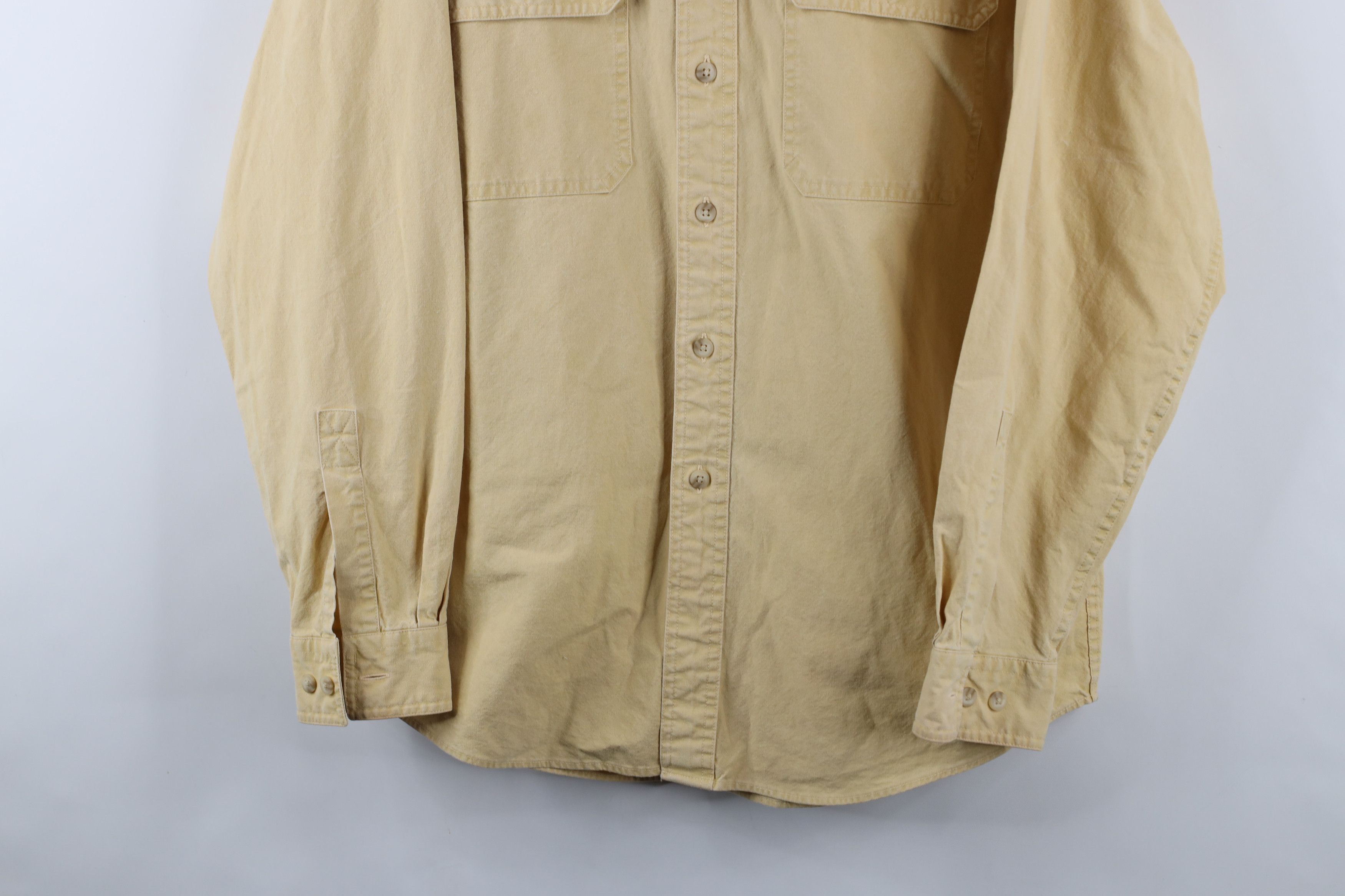 L.L. Bean × Vintage Vintage 90s LL Bean Stonewash Bush Button Shirt Yellow Size US M / EU 48-50 / 2 - 3 Thumbnail