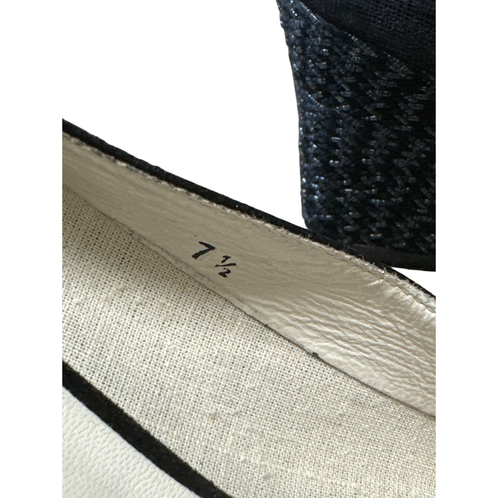 Designer J. Peterson Womens Black Leather Peep-Toe Wedge Heels Size 7 Size US 7.5 / IT 37.5 - 8 Thumbnail