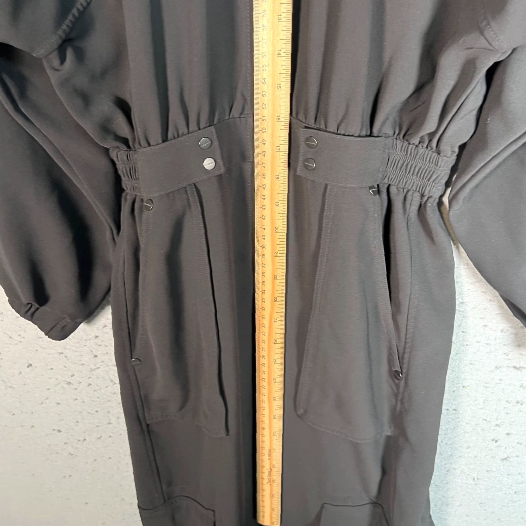 Allsaints VINTAGE AllSaints Black Utility Jumpsuit Womens Size 4 Elastic Waist Polyester Blend JumpSuit Women 4 Black Size 27" / US 4 / IT 40 - 6 Thumbnail