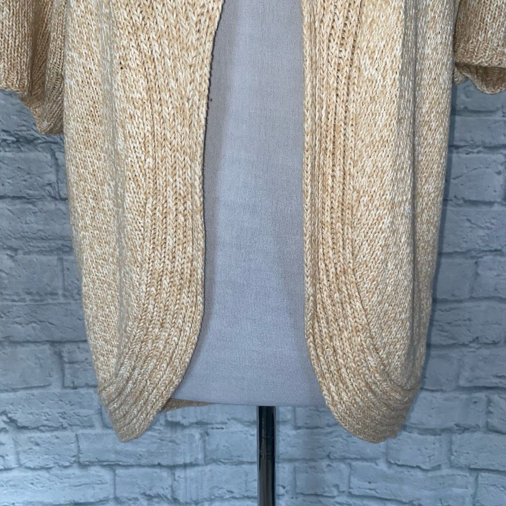 Express Express women L open front short sleeve knit cardigan beige Size L / US 10 / IT 46 - 2 Thumbnail
