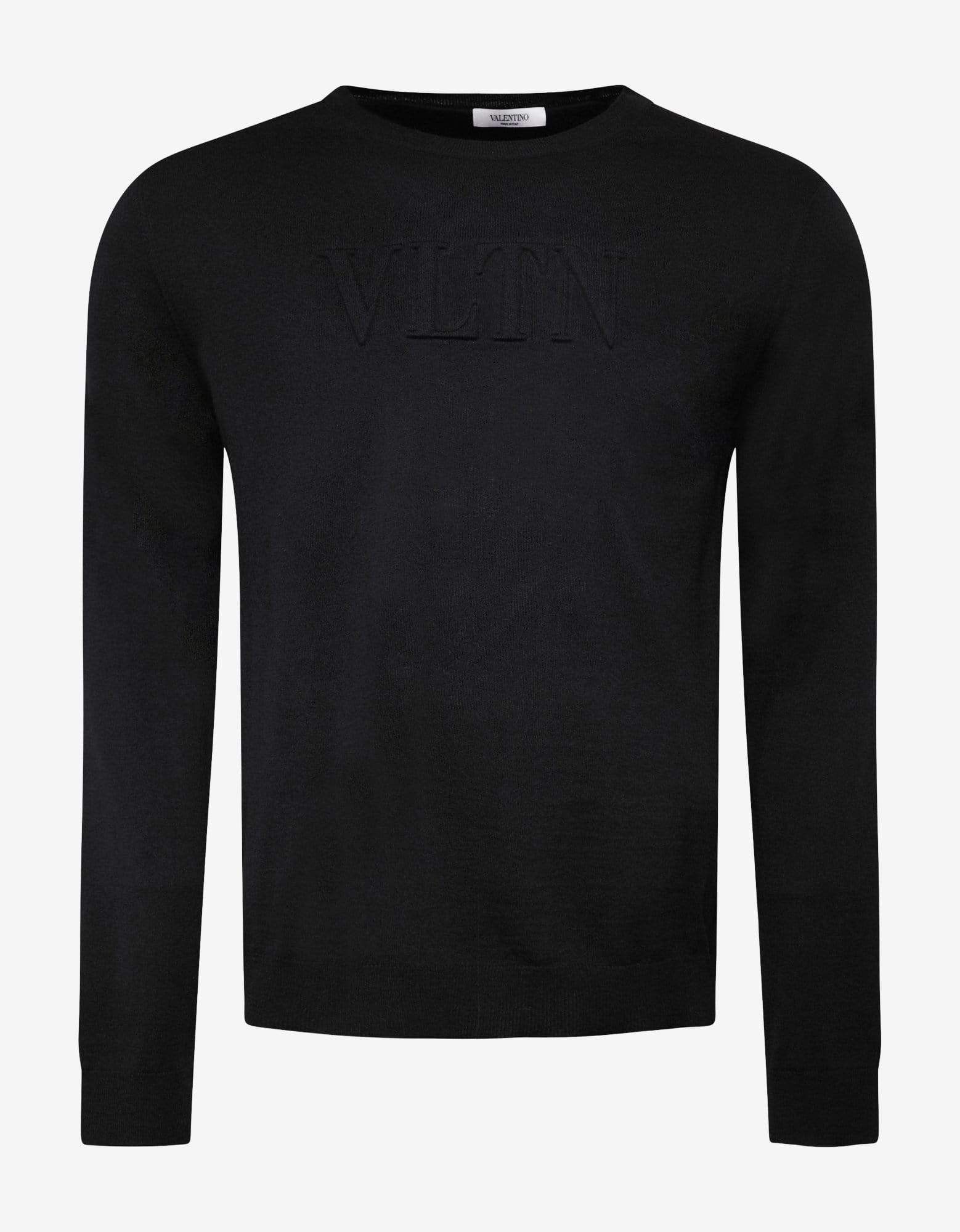 image of Valentino Black Vltn Logo Wool Sweater, Men's (Size 2XL)