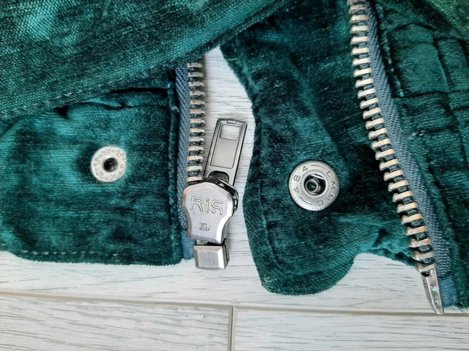 Free People Free People Jacket Green Velvet Trucker Full Zip Oversized Size XS / US 0-2 / IT 36-38 - 7 Thumbnail