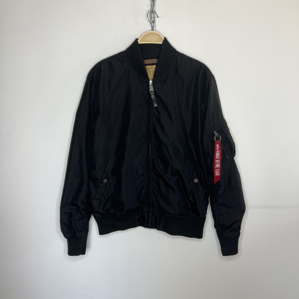 Alpha Industries Bomber Jacket MA-1 Black Nylon L size