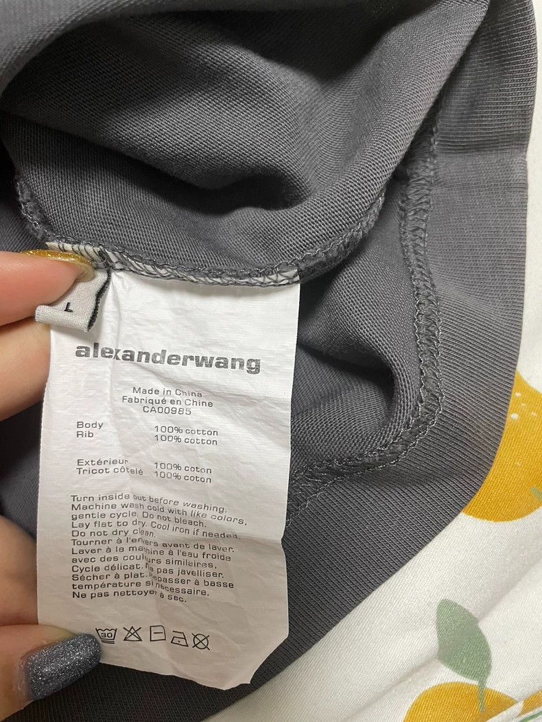 Alexander Wang Alexander Wang Cement Grey Logo Short Sleeve T-shirt- Size L / US 10 / IT 46 - 3 Thumbnail