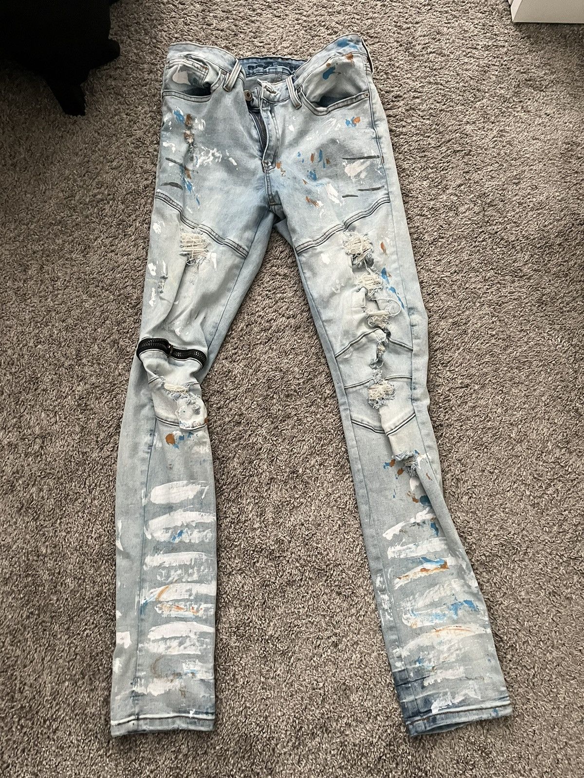 rue21 Blue painted Jeans Size US 32 / EU 48 - 1 Thumbnail