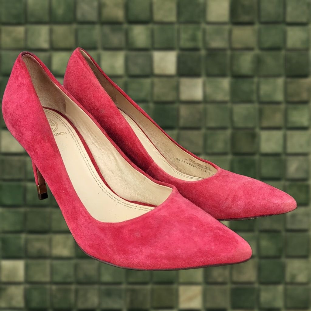 Tory Burch Tory Burch Pump Heels Womens Size 7.5 Red Suede Leather Pointed Toe Stiletto Size US 8 / IT 38 - 1 Thumbnail