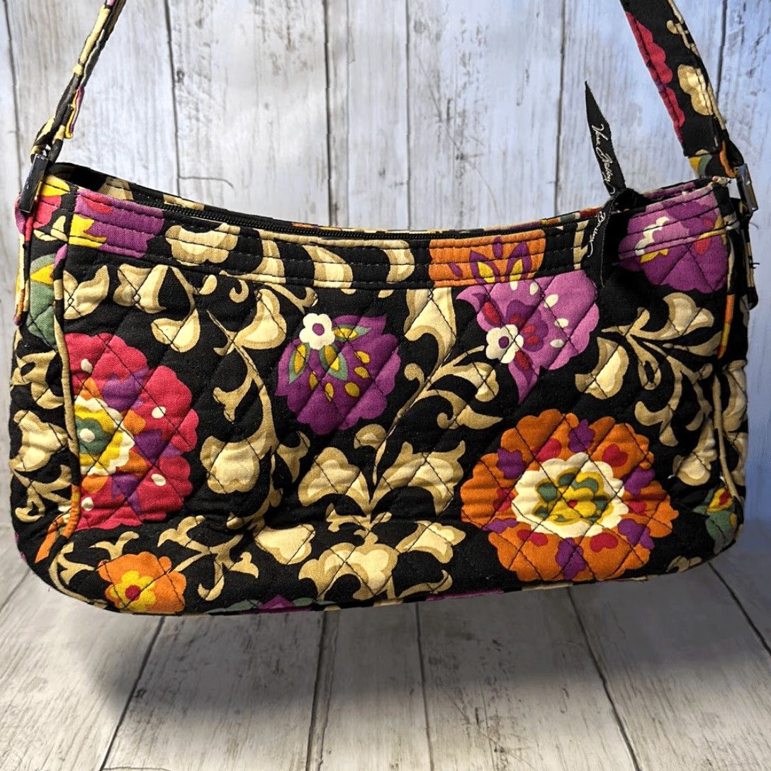 Vera Bradley Vera Bradley Shoulder Bag Women Medium Multicolor Floral Canvas Purse Handbag Black Floral Style:L Shoulder Bag L 3.5” H 7” W 11.5” Size ONE SIZE - 3 Thumbnail