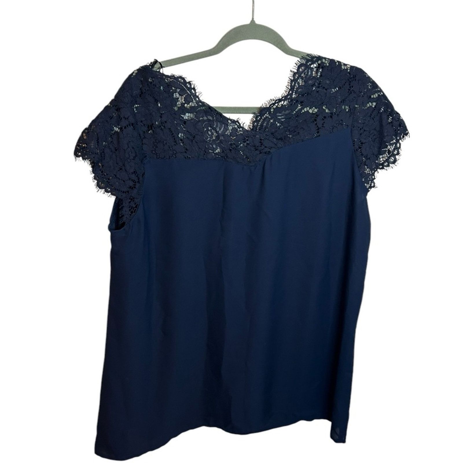 Other Nwt City Chic Elegant Navy Lace Blouse Size XXL / US 16-18 / IT 52-54 - 2 Thumbnail