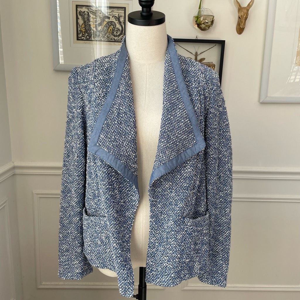 Other NWT Talbots Blue Tweed Open Front Jacket Blazer Cardigan $17 Size M / US 6-8 / IT 42-44 - 1 Thumbnail