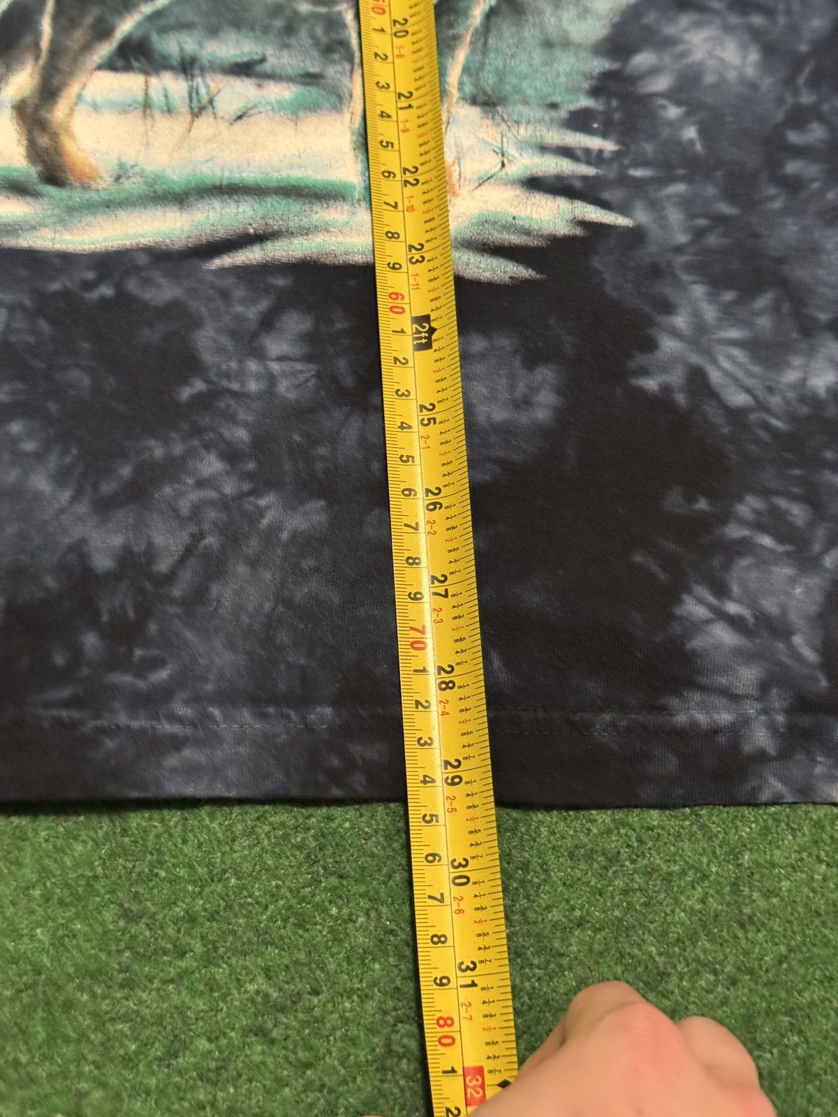 Vintage Wolf Tie Dye Nature Animal Print XL Boxy 26x29 90s T Shirt Size US XL / EU 56 / 4 - 6 Thumbnail