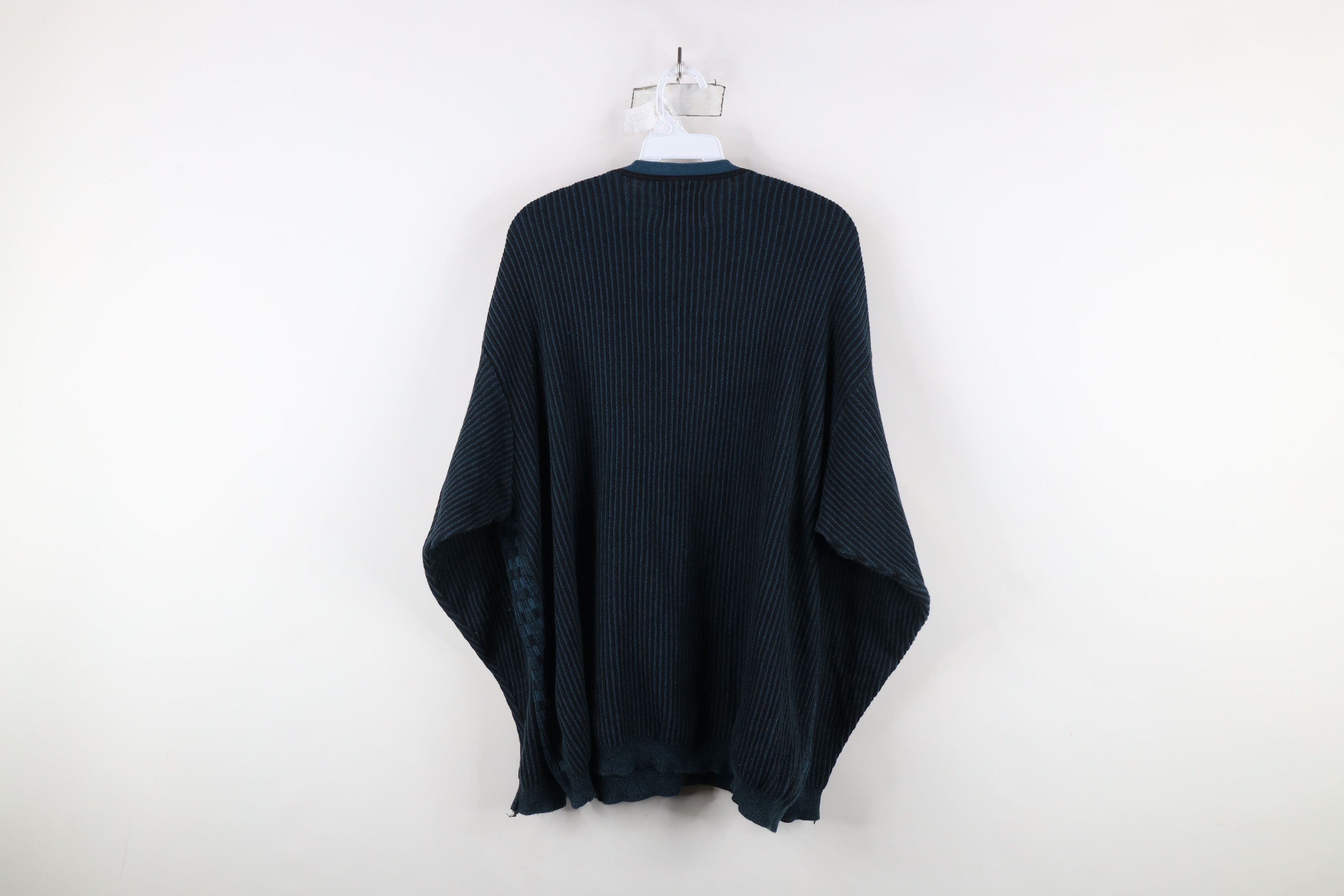 Vintage Vintage 90s Streetwear Checkered Ribbed Knit V-Neck Sweater Size US L / EU 52-54 / 3 - 8 Thumbnail