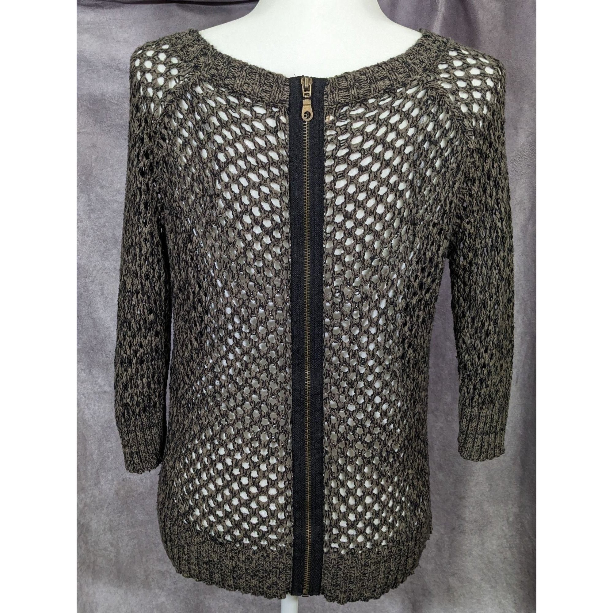 Other Trendy Grunge Mesh Zipper Accent Sheer Sweater Size M / US 6-8 / IT 42-44 - 5 Thumbnail