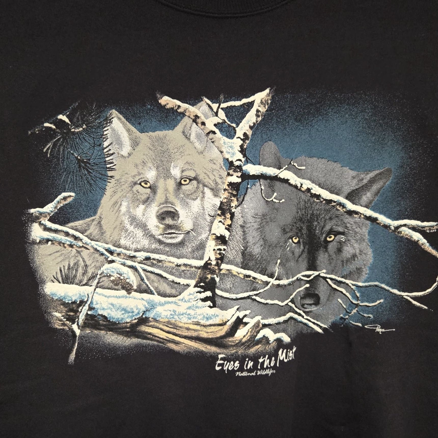 Hanes VINTAGE Eyes In the Mist Wolf Sweatshirt Black Adult XXL 1991 Wildlife NWOT Size US XXL / EU 58 / 5 - 4 Thumbnail
