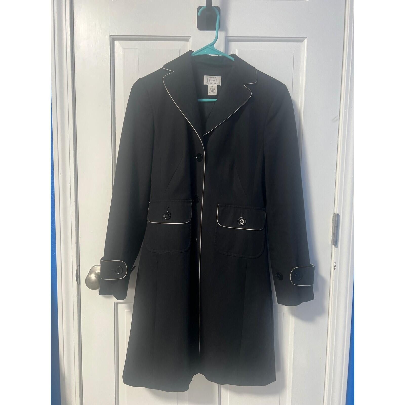Other Ann Taylor Loft Petites Black Trench Coat Trim Size 6P Size M / US 6-8 / IT 42-44 - 8 Thumbnail