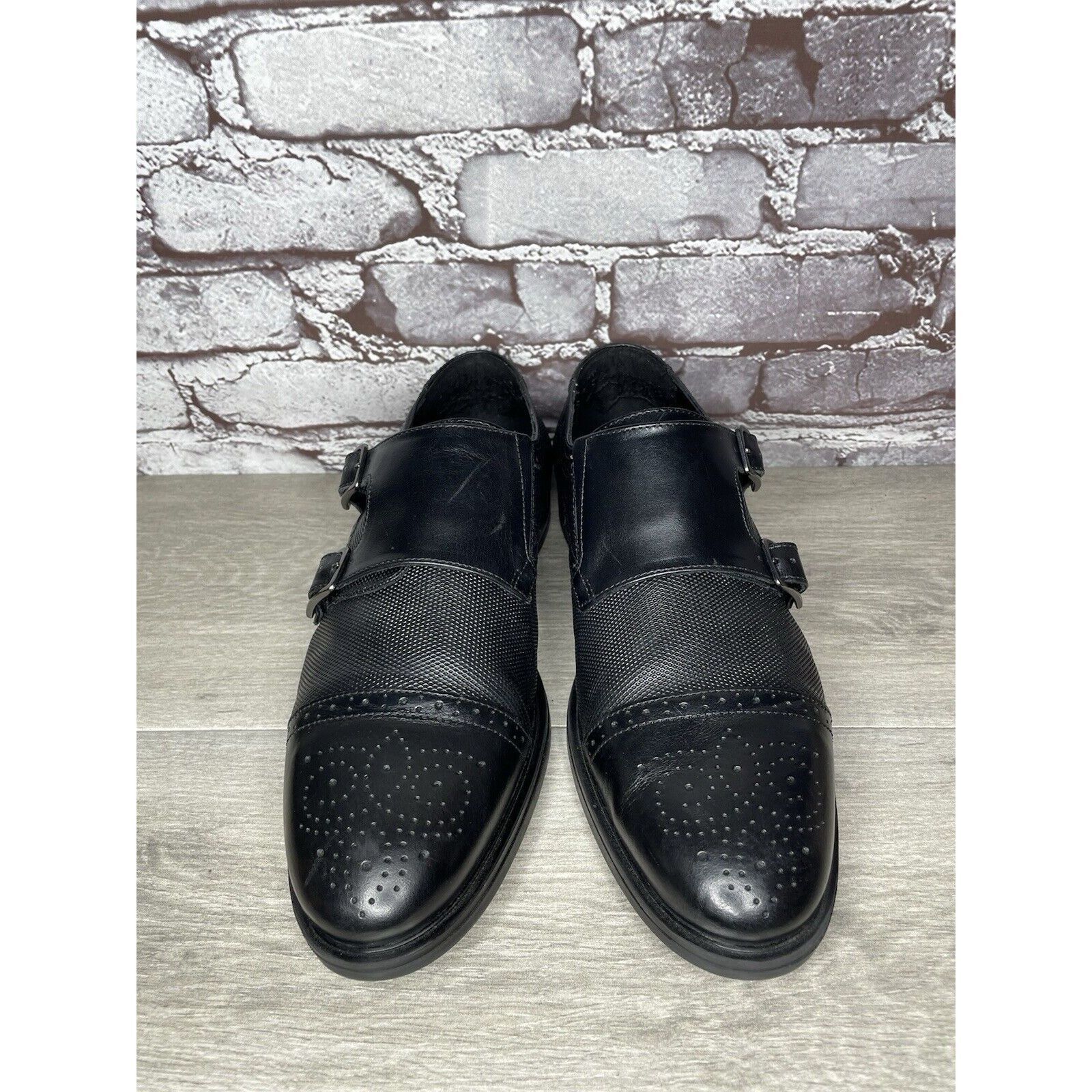 Karl Lagerfeld KARL LAGERFELD Black Leather Double Monk Strap Loafers Shoes Size US 11.5 / EU 44-45 - 15 Thumbnail