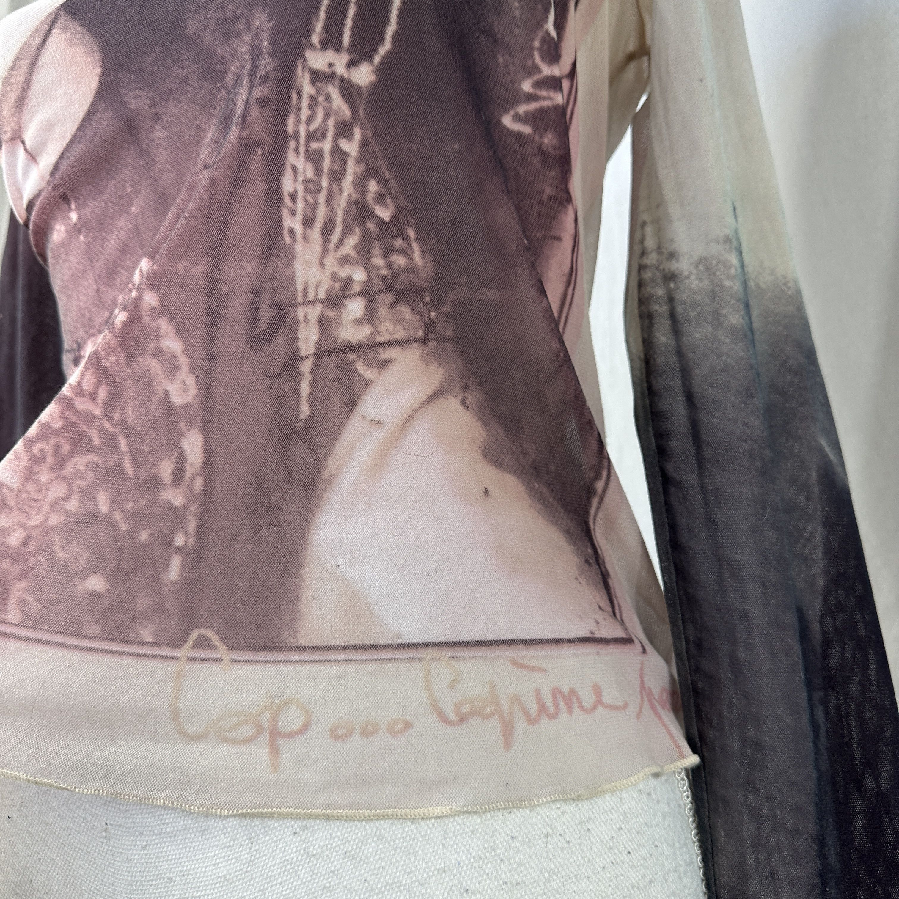 Cop Copine × Vintage Vintage Avant Garde opium Cop Copine Printed Mesh Top 00s Size M / US 6-8 / IT 42-44 - 8 Thumbnail