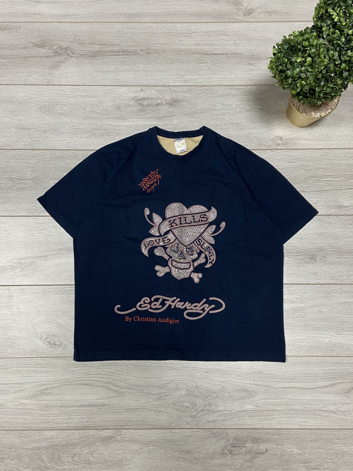 Ed Hardy Ed Hardy Love kills slowly rhinestones vintage skull t-shirt Size US M / EU 48-50 / 2 - 1 Thumbnail