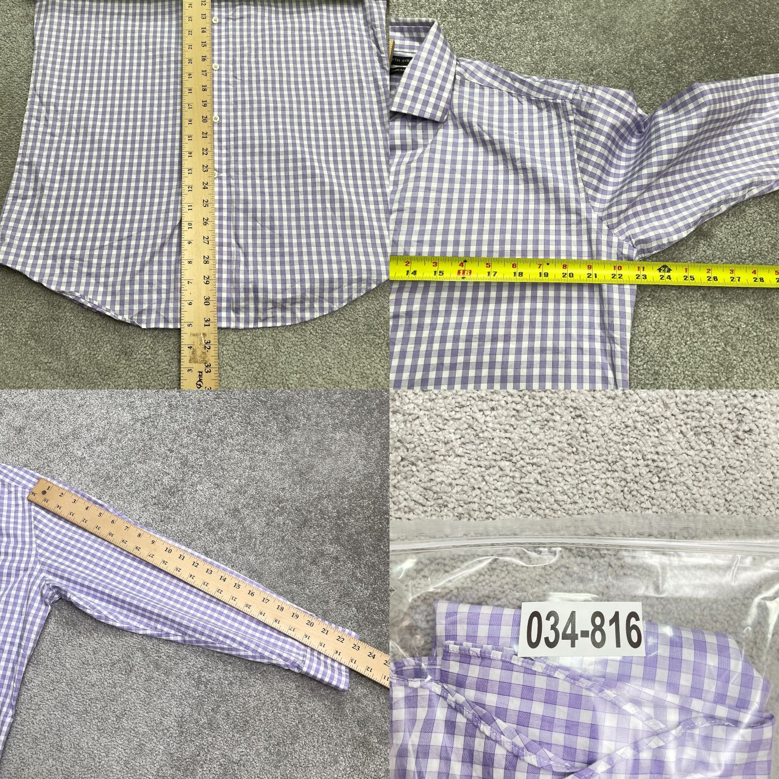 Saks Fifth Avenue Saks Fifth Avenue Dress Shirt Mens 15.5 32/33 Plaid Purple White Button-Down Regular Fit Adult Medium Purple Mens Size US M / EU 48-50 / 2 - 8 Thumbnail