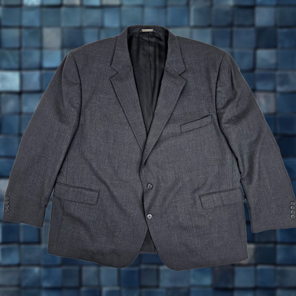 Stafford Stafford 100% Wool Sport Coat Blazer Men 52R Heathered Gray Single Vent Notch Lapel Solid Jacket Coat Vintage: No Mens Regular) Size 52R - 1 Thumbnail