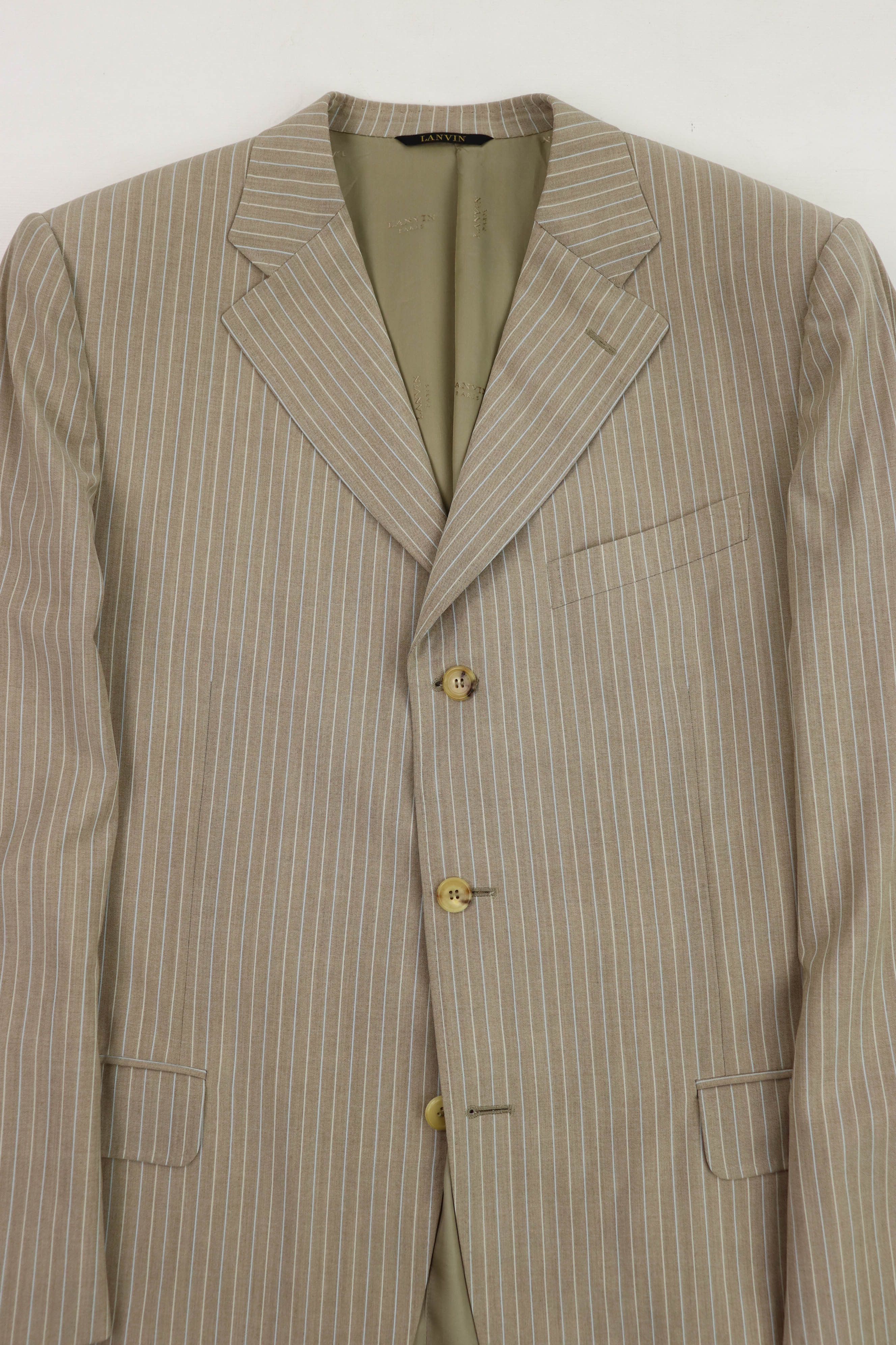Lanvin Lanvin Paris Vintage Beige Striped Sport Coat Blazer Jacket Size 54R - 3 Thumbnail