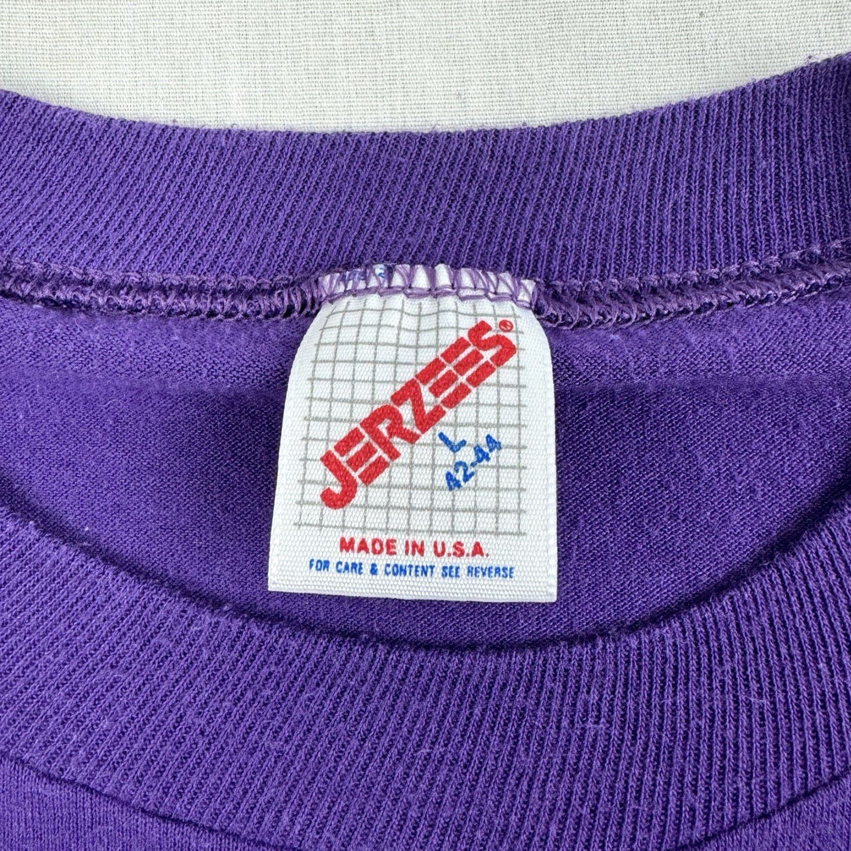 Jerzees VINTAGE Jerzees T-Shirt State College Pennsylvania Adult Large Purple Puff Print School 90s University Mens Size US L / EU 52-54 / 3 - 4 Thumbnail