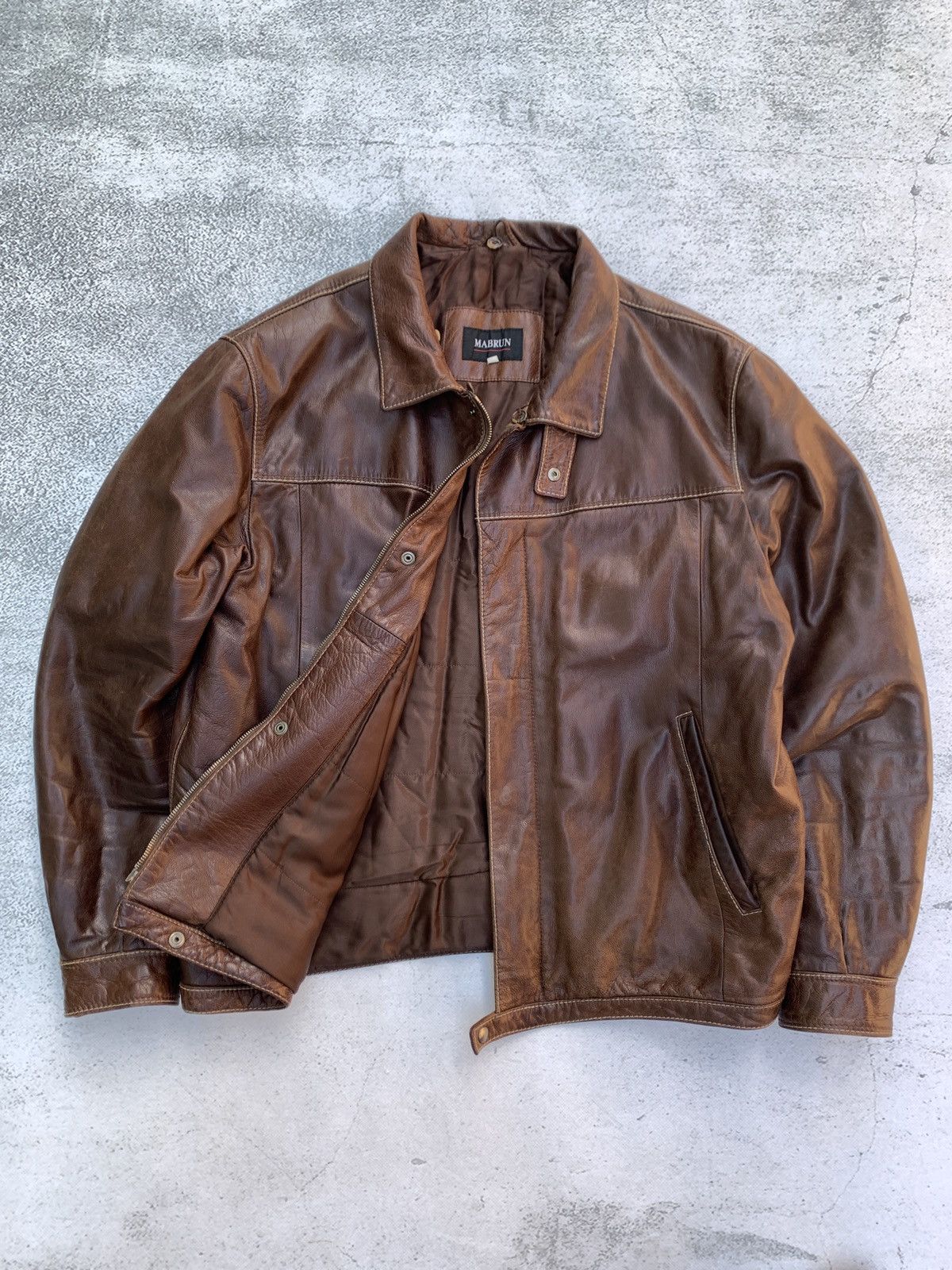 Japanese Brand × Vintage Vintage brown leather mabrun jacket Size US M / EU 48-50 / 2 - 2 Thumbnail