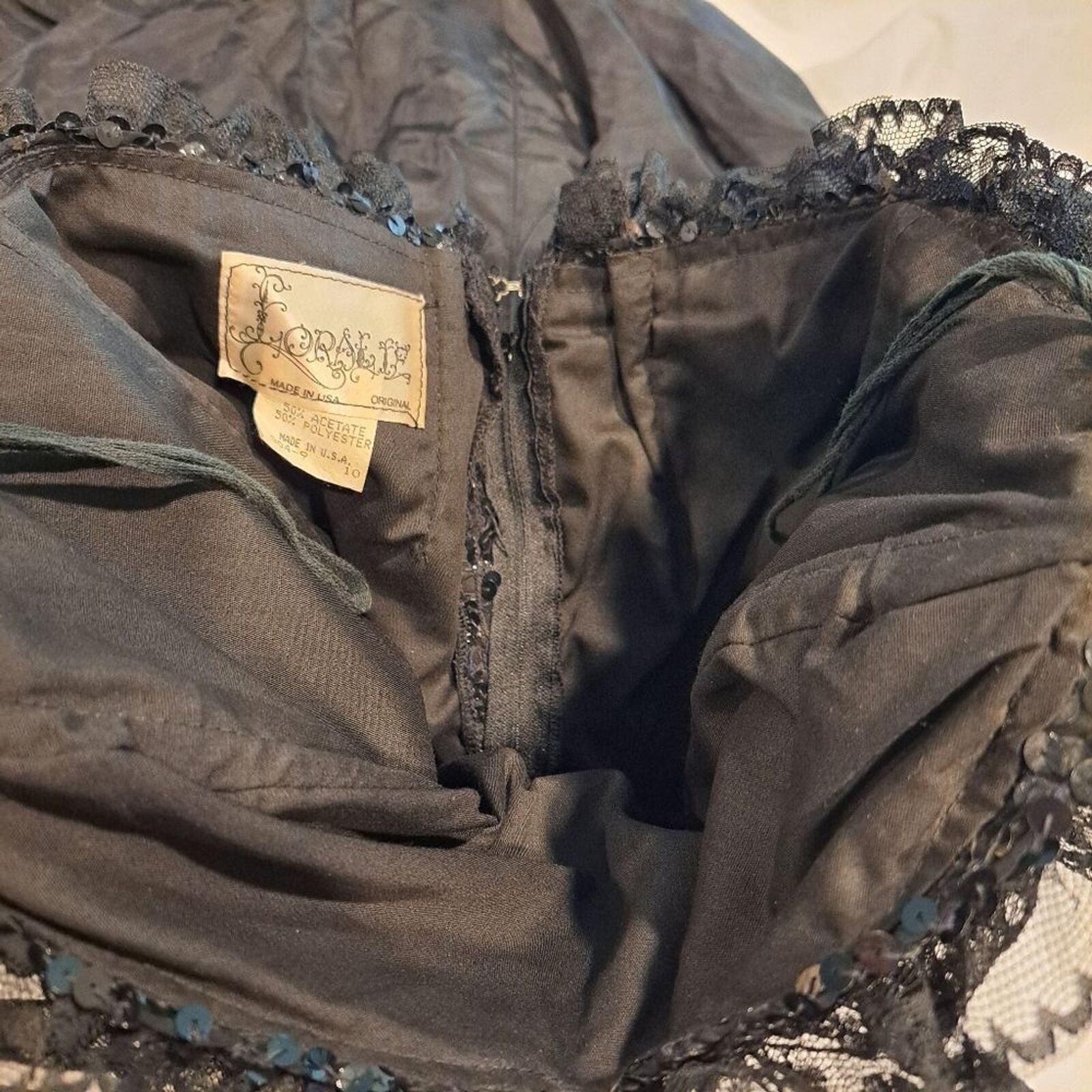 Other Vintage Loralie made in USA black sequin lace 80s dress 10 Size L / US 10 / IT 46 - 10 Thumbnail