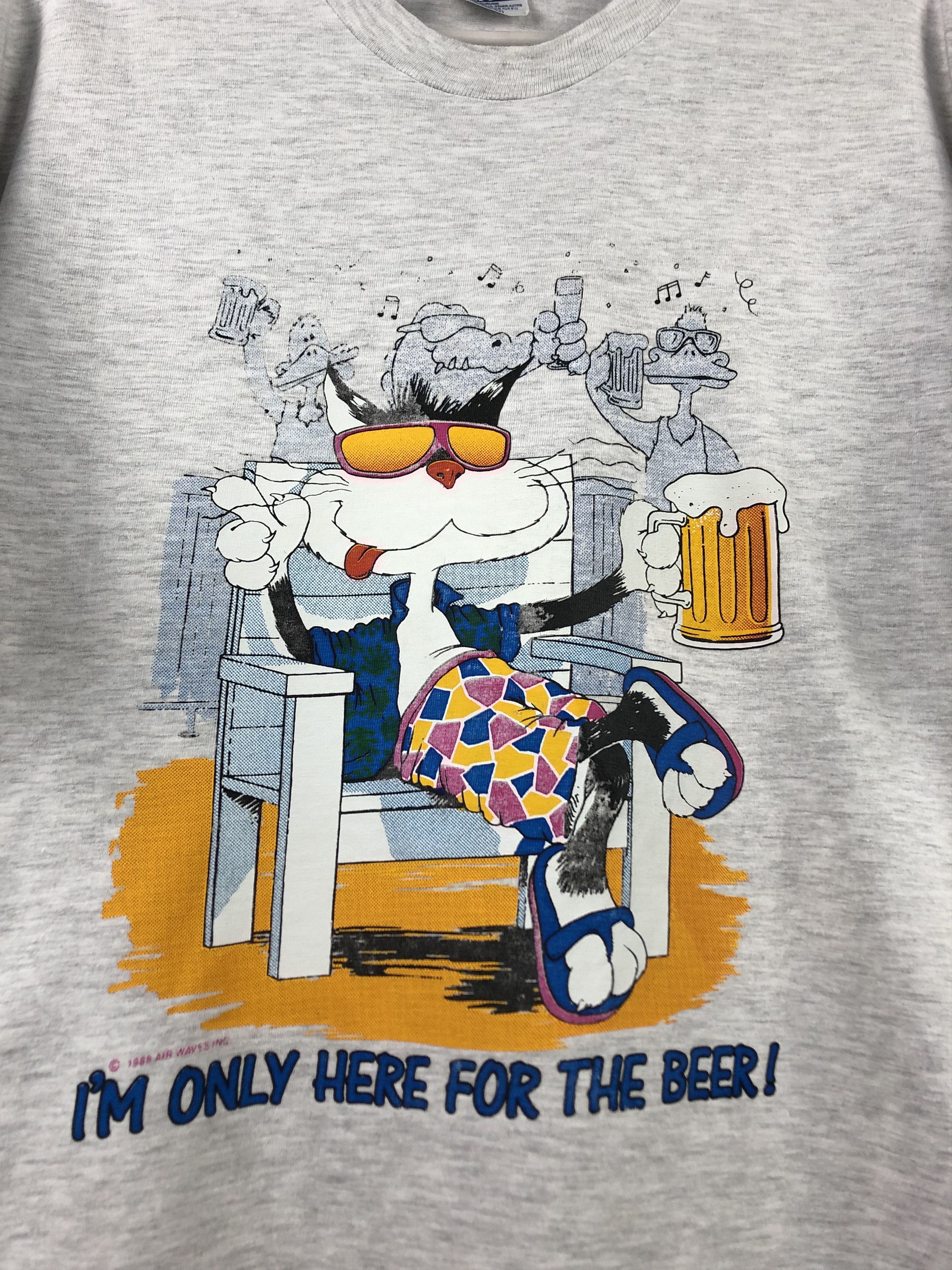 Vintage Vintage Funny Cat Im Only Here for the Beer Graphic Shirt Size US L / EU 52-54 / 3 - 5 Thumbnail