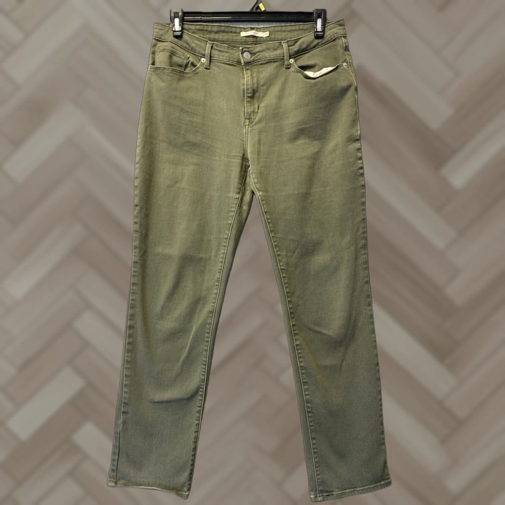 Levi's Levi's Women's Mid Rise Skin Jeans Pants 34x30 Green Denim Cotton Elastodiene Straight Leg Relaxed Fit Front Pocket Back Pocket Coin Pocket Womens Size 24" / US 00 / IT 34 - 1 Thumbnail