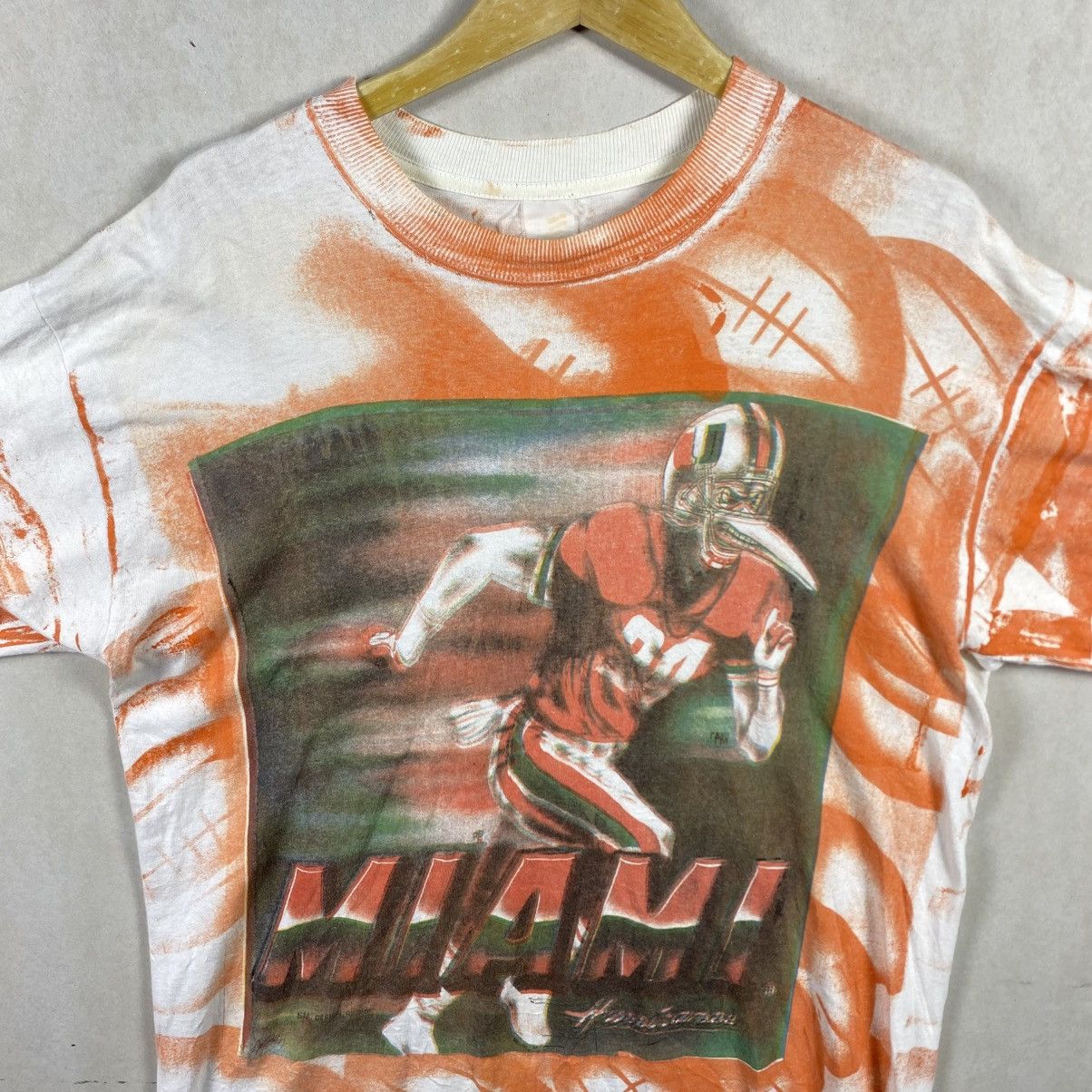 NBA × Vintage Vintage 90s Miami Hurricanes NCAA Single Stitch NFL Size US XL / EU 56 / 4 - 5 Thumbnail