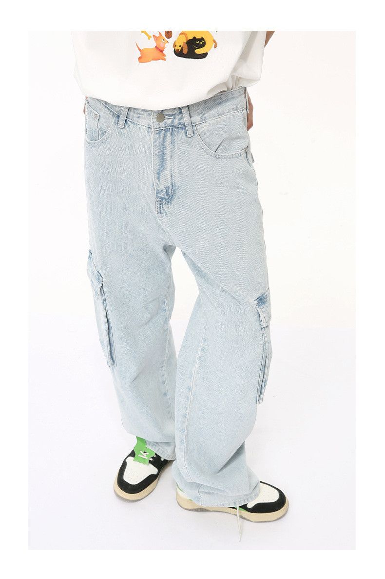 Japanese Brand × Jean Vintage washed light blue patchwork work jeans y2k Size US 32 / EU 48 - 4 Thumbnail