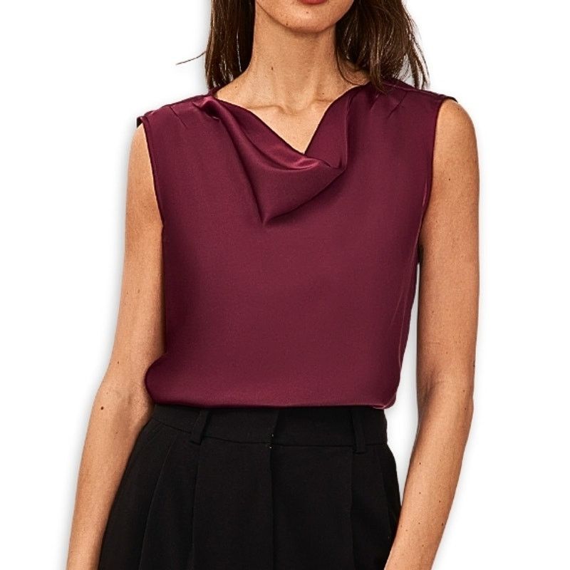 Other Halogen Blouse Top Cowl Neck Sleeveless Satin Purple S NWOT Size S / US 4 / IT 40 - 1 Thumbnail