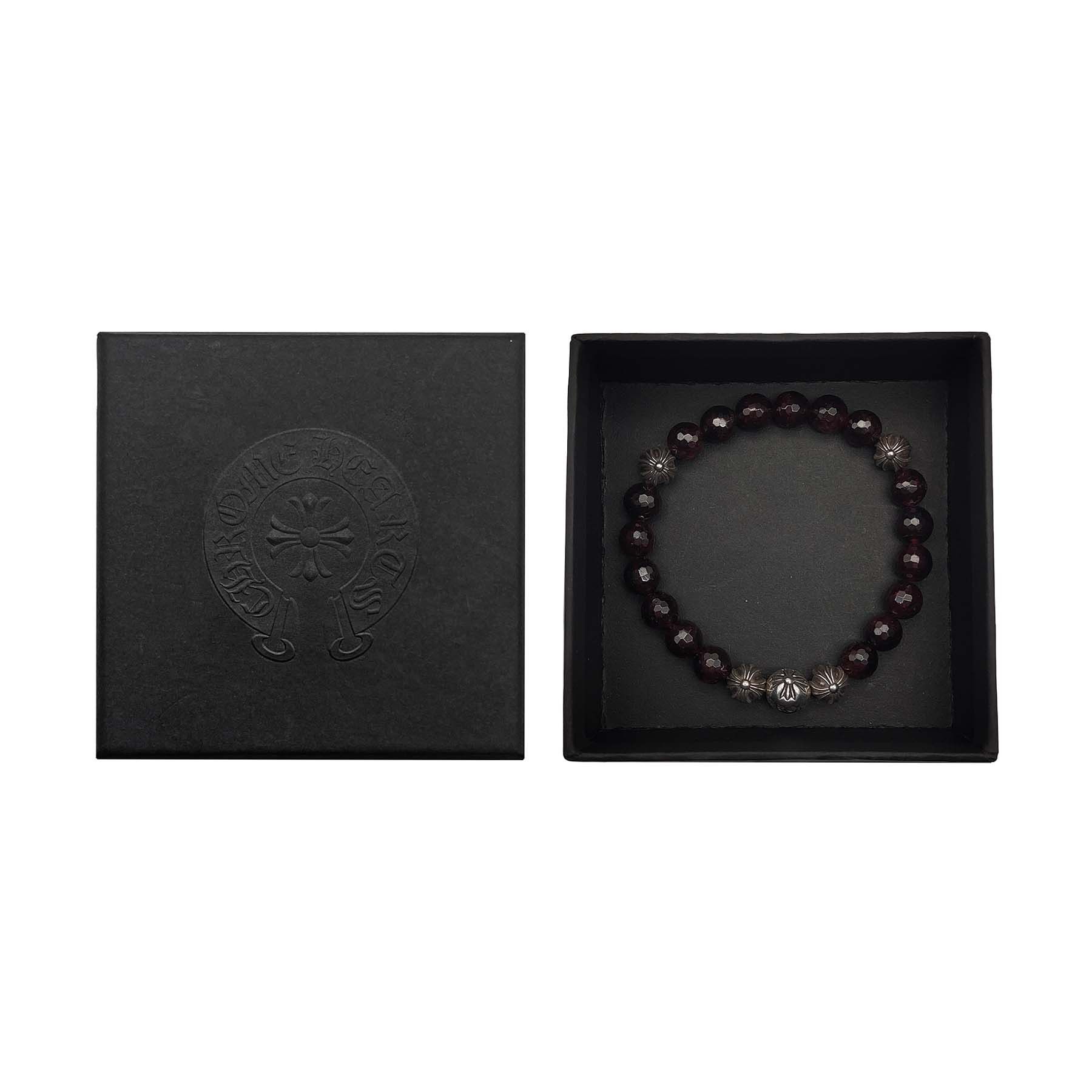 Chrome Hearts Chrome Hearts 8mm Garnet 5 Silver Bracelet Size ONE SIZE - 4 Thumbnail