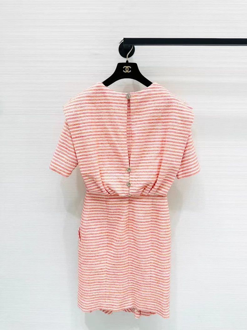 Chanel Chanel Spring and summer pink and white striped waisted dr Size XXS / US 00 / IT 34 - 2 Thumbnail