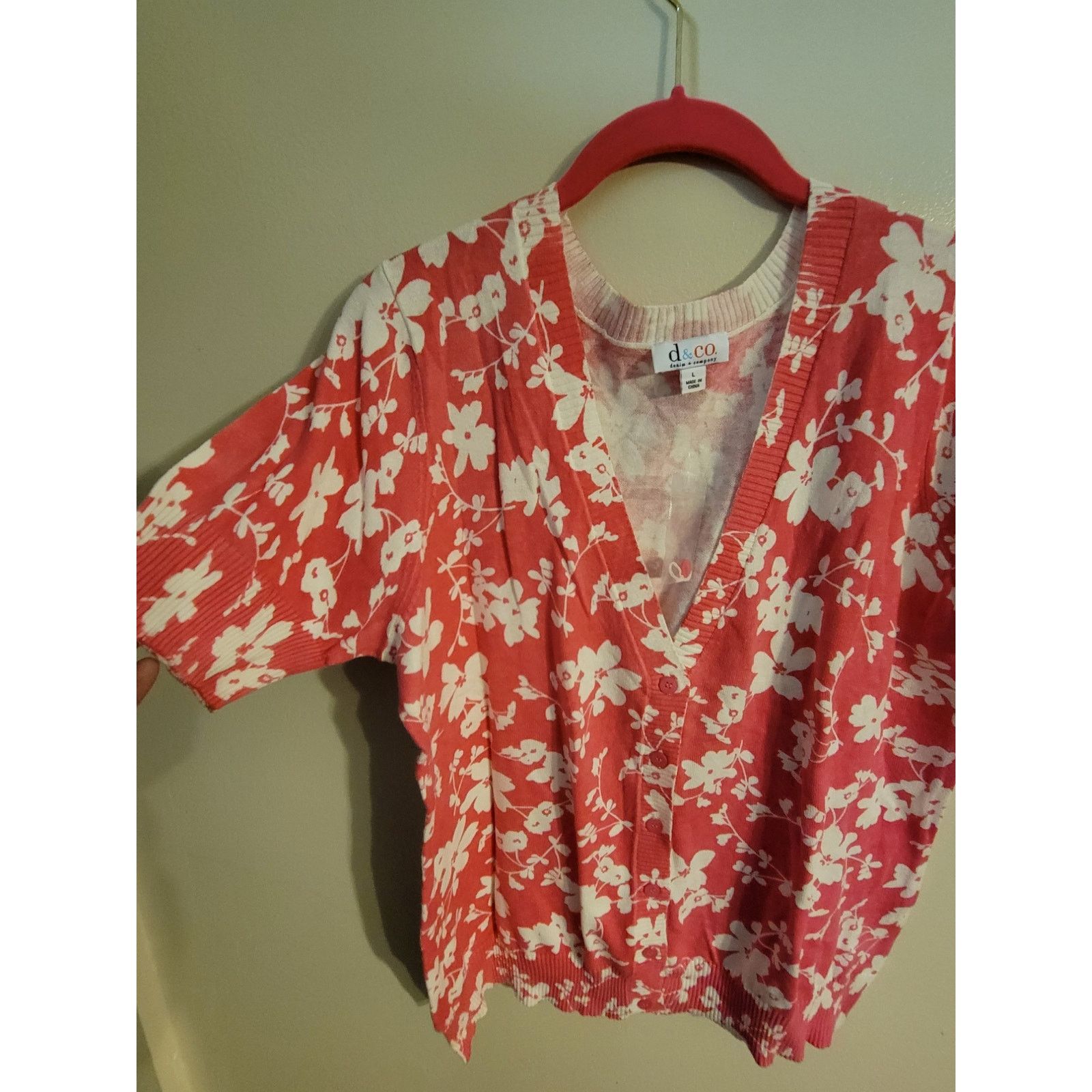 Denim & Co. Denim & Company Pink Flowered Cardigan L Size L / US 10 / IT 46 - 3 Thumbnail