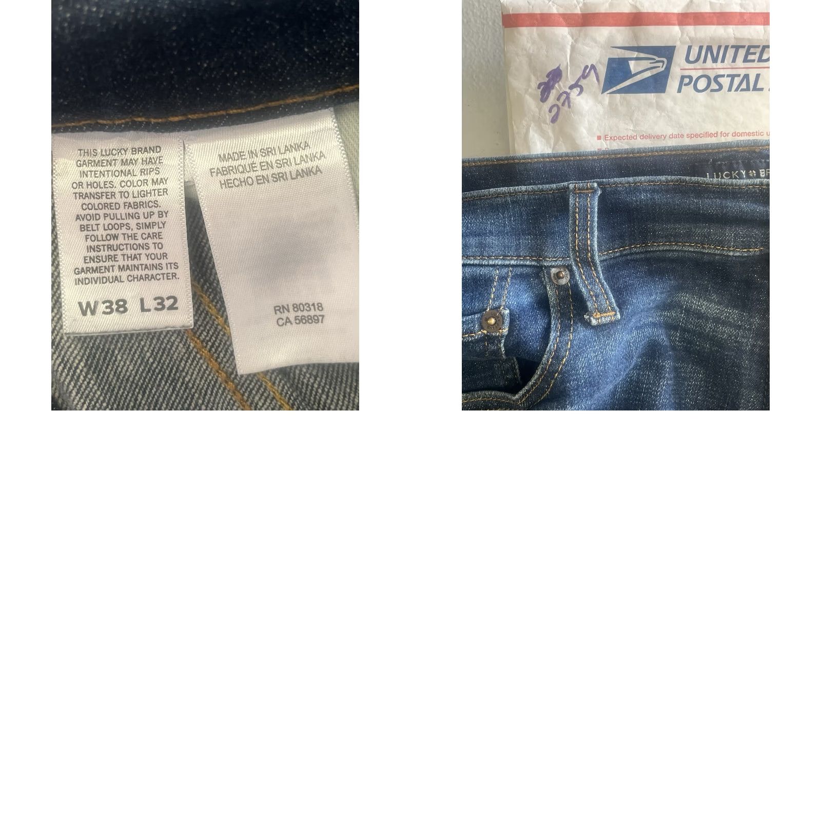 Lucky Brand Lucky Brand 410 Jeans Mens 38 x 32 Denim Straight Athletic Blue Comfort Pockets Belt Loops 5-Pocket Regular Inseam 32 Model 410 Size US 38 / EU 54 - 9 Thumbnail