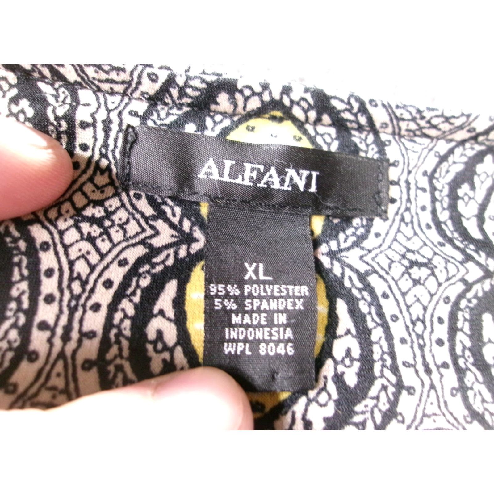 Alfani Alfani Blouse Womens XL Blue Paisley Long Sleeve Pullover Stretch Elastic Cuff Shirt Size XL / US 12-14 / IT 48-50 - 6 Thumbnail