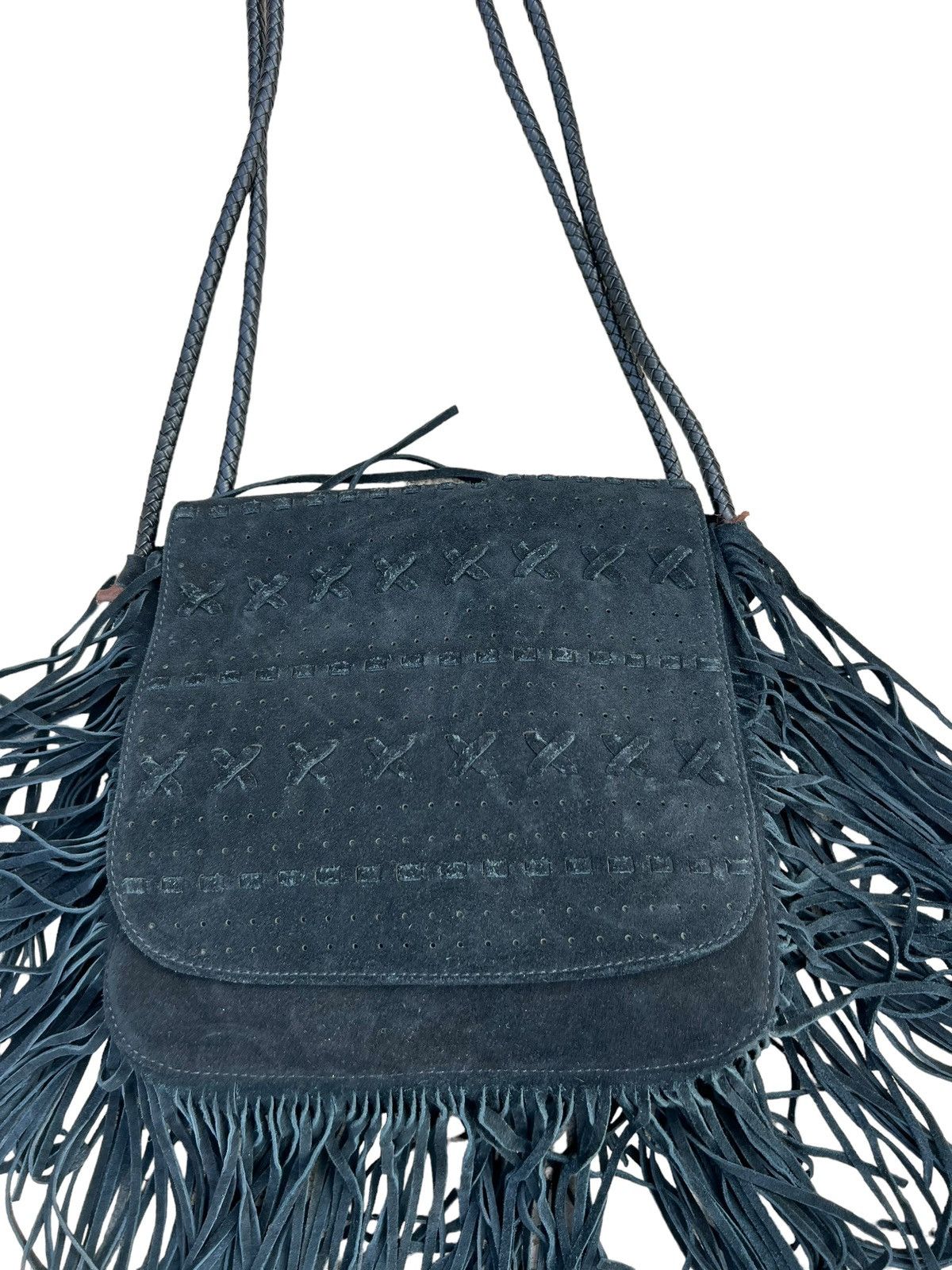 Leather Memory of Tomorrow Japan Black Suede Leather Fringe Bag Size ONE SIZE - 9 Thumbnail