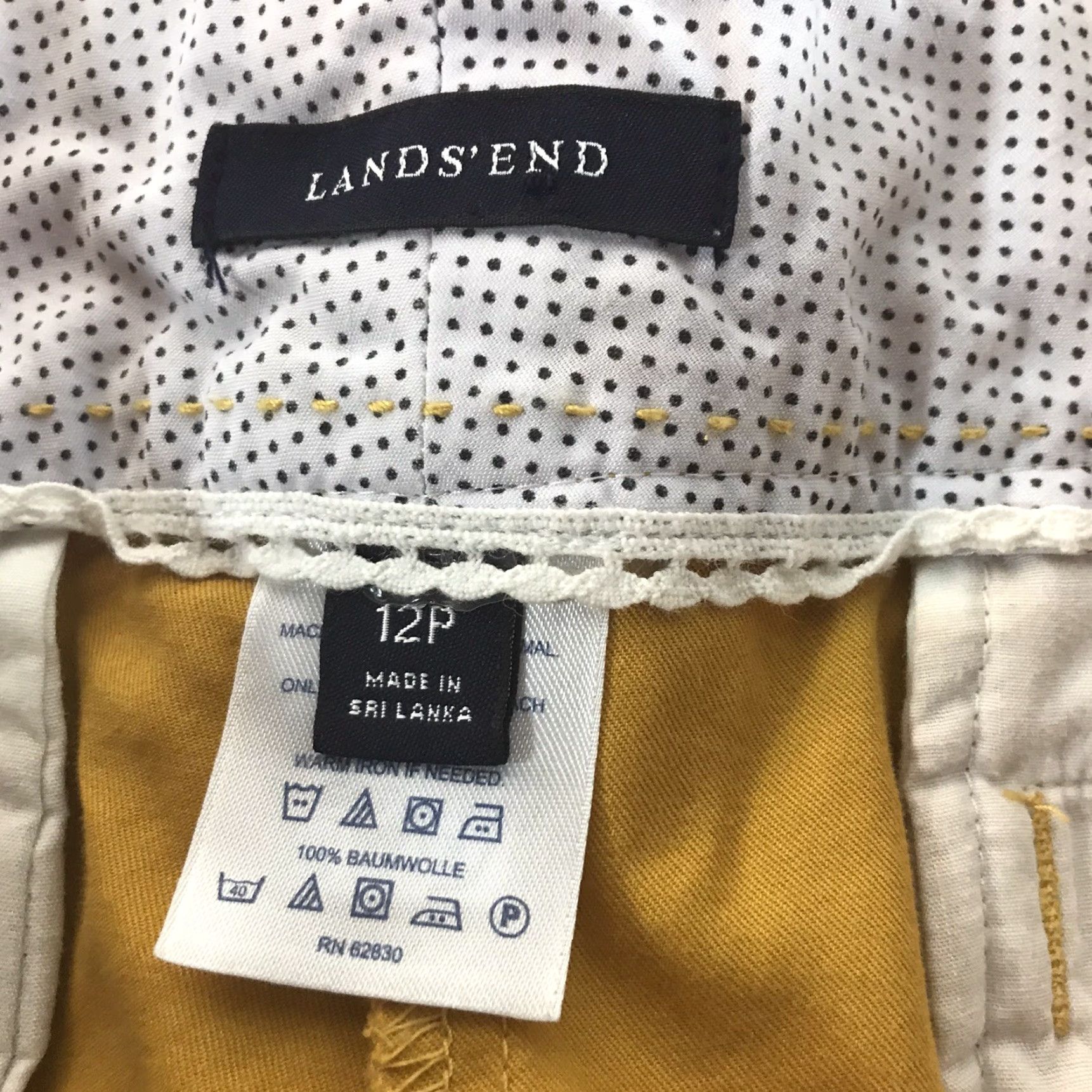 Lands' End Lands' End Yellow Capri Pants Womens 12P Petites Casual Lightweight Pockets Size ONE SIZE - 3 Thumbnail